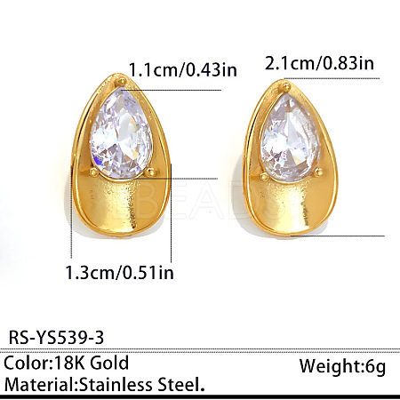 304 Stainless Steel Pave Clear Cubic Zirconia Stud Earrings for Women WG13AAB-03-1