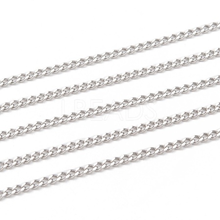 Non-Tarnish 3.28 Feet 304 Stainless Steel Curb Chains X-CHS-P003-05P-1