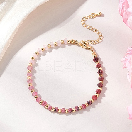 Brass & Dyed Natural Malaysia Jade Rondelle Beaded Bracelets for Women BJEW-JB13323-02-1