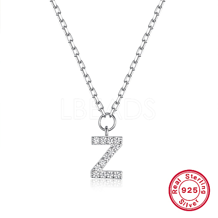 Rhodium Plated 925 Sterling Silver Cable Chains Pendant Necklaces for Women YS3386-2-1
