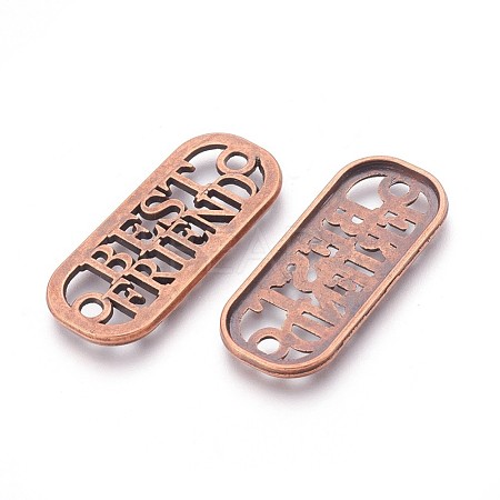 Rectangle Carved Word Best Friend Tibetan Style Alloy Message Links Connectors for Bracelet Making X-TIBE-S248-R-FF-1