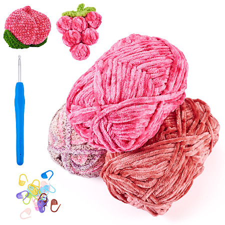 3 Rolls Super Bulky Plush Polyester Chenille Yarn OCOR-MB0001-06B-1