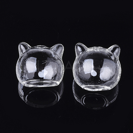 Handmade Kitten Blown Glass Globe Beads BLOW-T001-31-1