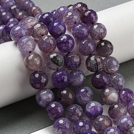 Faceted Natural Dragon Veins Agate Beads Strands G-F447-12mm-L04-1