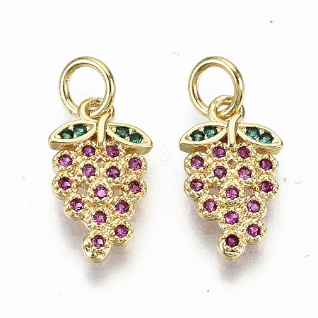 Autumn Theme Brass Micro Pave OldRose Cubic Zirconia Charms ZIRC-S067-150-NF-1