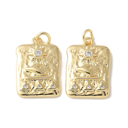 Brass Micro Pave Clear Cubic Zirconia Pendants KK-Q031-28G-1