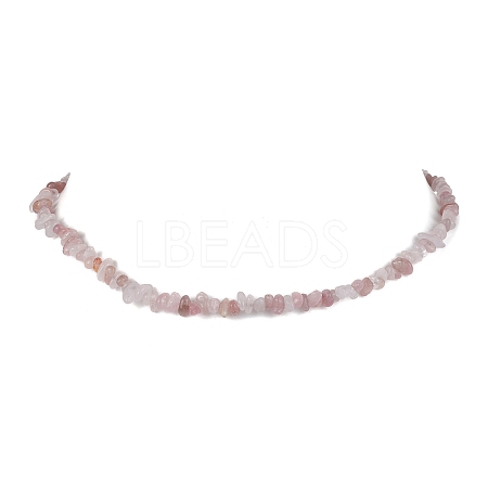 Natural Rose Quartz Chip Beaded Necklace NJEW-JN04615-03-1