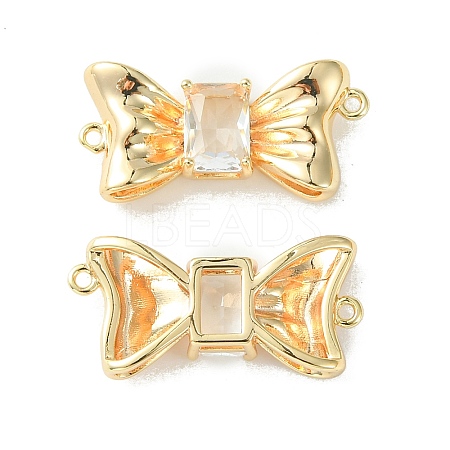 Brass Pave Cubic Zirconia Connector Charms KK-L208-01G-03-1