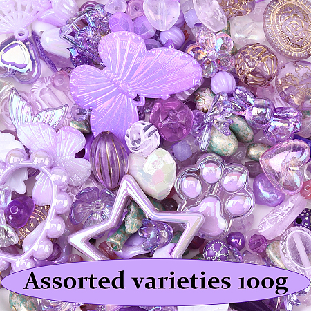 100G 10 Styles Transparent Acrylic Beads OACR-YW0002-65A-1