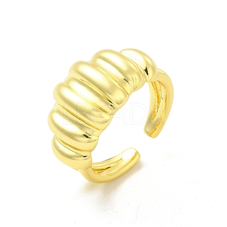 Brass Croissant Open Cuff Ring for Women RJEW-E068-02LG-1