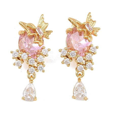 Brass Micro Pave Cubic Zirconia Pendants CU-CBA7392-07G-02-1