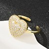 Heart Brass Micro Pave Cubic Zirconia Cuff Open Rings for Women CU-CBA0A21-01G-02-1