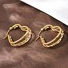 304 Stainless Steel Triple Heart Hoop Earrings EJEW-I320-27G-02-3