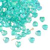 Green AB color Plated Acrylic Heart Beads X-PL539-837-1