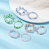 2Pcs 2 Style Glass Braided Beaded Flower Stretch Rings Set for Women RJEW-JR00592-3