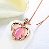 Valentine's Day Theme Heart Shape Brass Clear Cubic Zirconia Pendants Necklaces SJEW-BB62033-C-2