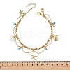 Ocean Synthetic Turquoise Beads & Alloy Starfish Shell Shape Charm Anklets with 304 Stainless Steel Cable Chain Tassel for Women AJEW-TA00069-4
