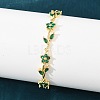 Brass Pave Cubic Zirconia Flower Link Chain Bracelets for Women KK-CBA68DA-14G-10-2