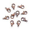 Red Copper Tone Zinc Alloy Lobster Claw Clasps X-E103-NFR-2