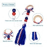 Crafans 4Pcs 2 Style Independence Day Theme Wooden Ring & Woolen Yarn Tassels Pendant Decorations HJEW-CF0001-20-4