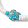 Summer Beach Sea Turtle Dyed Synthetic Turquoise Bead Bracelets BJEW-JB10313-01-3