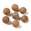 Natural Wood Lace Stone Wooden Jasper No Hole Sphere Beads G-K353-04F-23-1