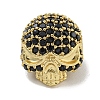 Brass Micro Pave Black Cubic Zirconia Beads ZIRC-P119-14G-02-1