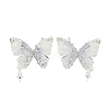 Brass with Enamel with Cubic Zirconia with Crystal Stud Earring with 925 Sterling Silver Pins KK-Q820-06S-1