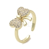 Brass Micro Pave Cubic Zirconia Open Cuff Ring RJEW-K256-58H-G-1