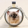 Kitten Theme Glass Pendant Necklaces NJEW-N0051-015U-02-1