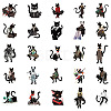 50Pcs Black Cat PVC Waterproof Sticker Labels PW-WG25996-01-2
