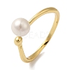 Round ABS Plastic Pearl Finger Rings RJEW-L123-002G-1