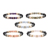 Round Gemstone Stretch Bracelets Sets BJEW-JB09130-1