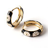 Daisy Flower Enamel Hoop Earrings EJEW-G290-01G-E-3