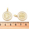 Rack Plating Brass Pave Shell Flat Round Pendants KK-C063-17G-3