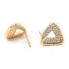 Brass Micro Pave Clear Cubic Zirconia Triangle Stud Earrings EJEW-G362-11KCG-2