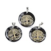 Natural Snowflake Obsidian Flat Round Pendants G-Q188-01P-02-1