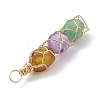 5Pcs Natural Mixed Gemstone Copper Wire Wrapped Pendants PALLOY-JF02495-4