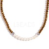 Fashion European Style Pearl Pendant Necklace for Women Handcrafted Stainless Steel Freshwater Pearl Deep Cut Crystal AX4759-1-1