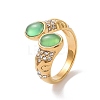 Gemstone Oval Open Cuff Ring with Crystal Rhinestone STAS-E168-10C-G-2