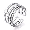 304 Stainless Steel Star Open Cuff Ring RJEW-N040-13-1