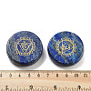 Natural Lapis Lazuli Flat Round with Chakra Sign Figurines Display Decorations DJEW-K025-01D-3