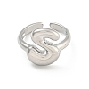 Brass Letter Open Cuff Rings for Women RJEW-G313-01S-P-2