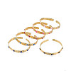 Real 18K Gold Plated Brass Open Cuff Bangle with Enamel Evil Eye for Women BJEW-Q023-014-1