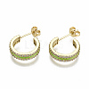 Semicircular Brass Micro Pave Clear Cubic Zirconia Half Hoop Earrings EJEW-T046-21D-NF-2