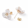 Shell Pearl Flower Stud Earrings with Brass Pin for Women EJEW-JE04829-3