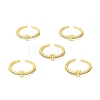 Clear Cubic Zirconia Initial Letter Open Cuff Ring RJEW-H120-09G-T-4