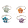 Flower Natural Green Aventurine & Carnelian & Amethyst & Apatite Finger Rings RJEW-TA00158-1