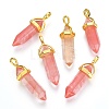 Cherry Quartz Glass Double Terminated Pointed Pendants G-G902-C09-1