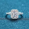 Rhodium Plated 925 Sterling Silver Micro Pave 8.2x4.9mm Moissanite Finger Rings for Women WG8E258-77-1